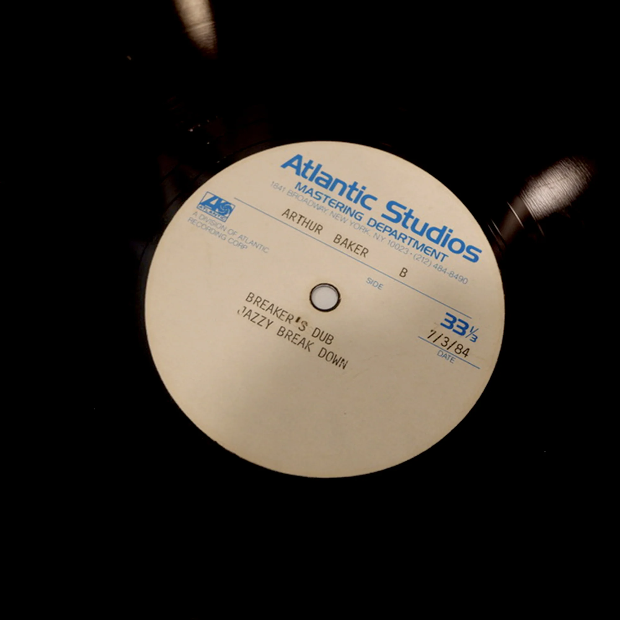 Arthur Baker 'Bakers Revenge' b/w 'Breakers dub' 84 (Acetate) - Image 3