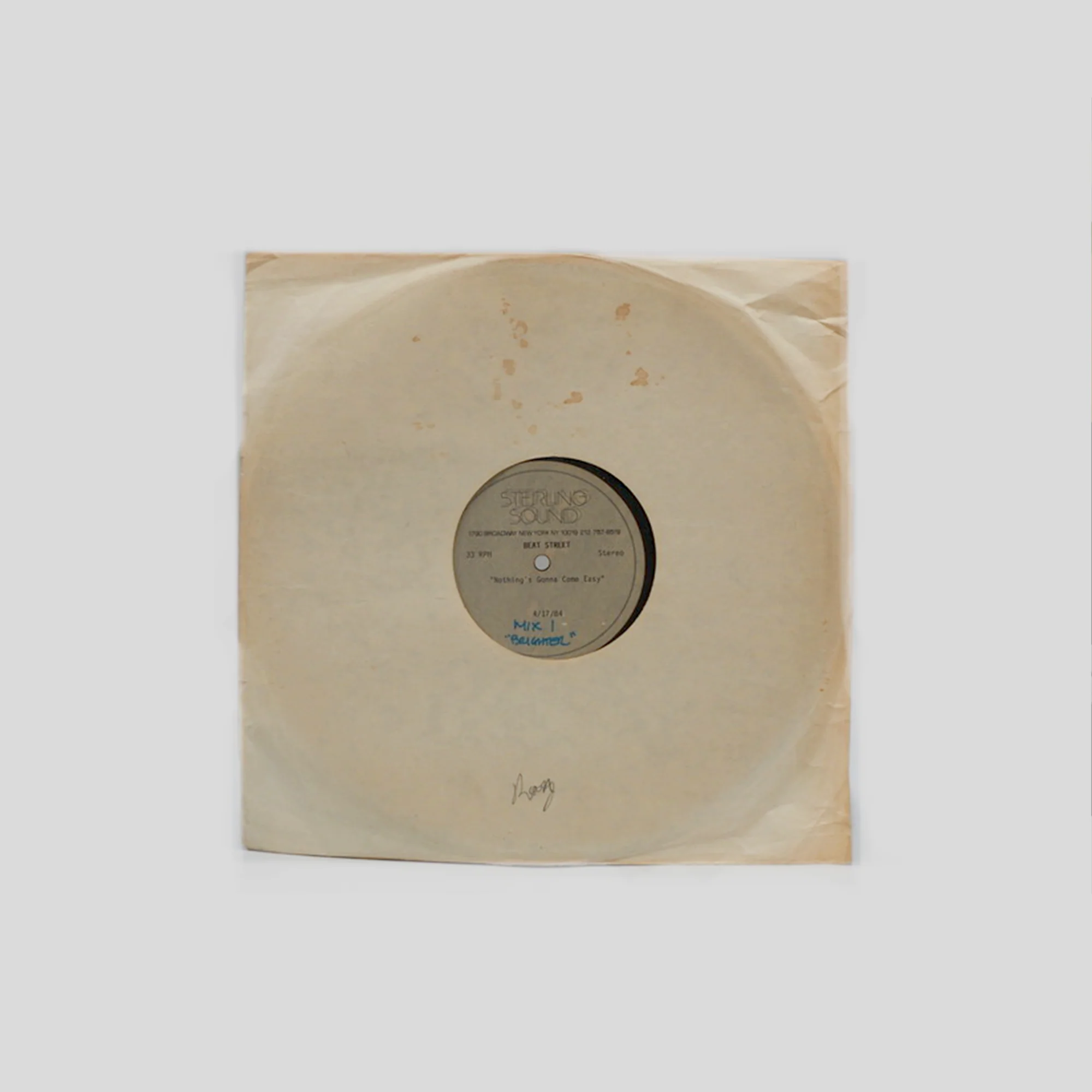 Beat Street 'Nothing Gonna Come Easy' 84 (Acetate)