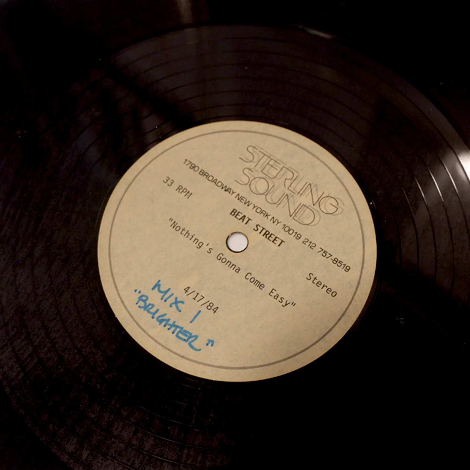 Beat Street 'Nothing Gonna Come Easy' 84 (Acetate) - Image 2