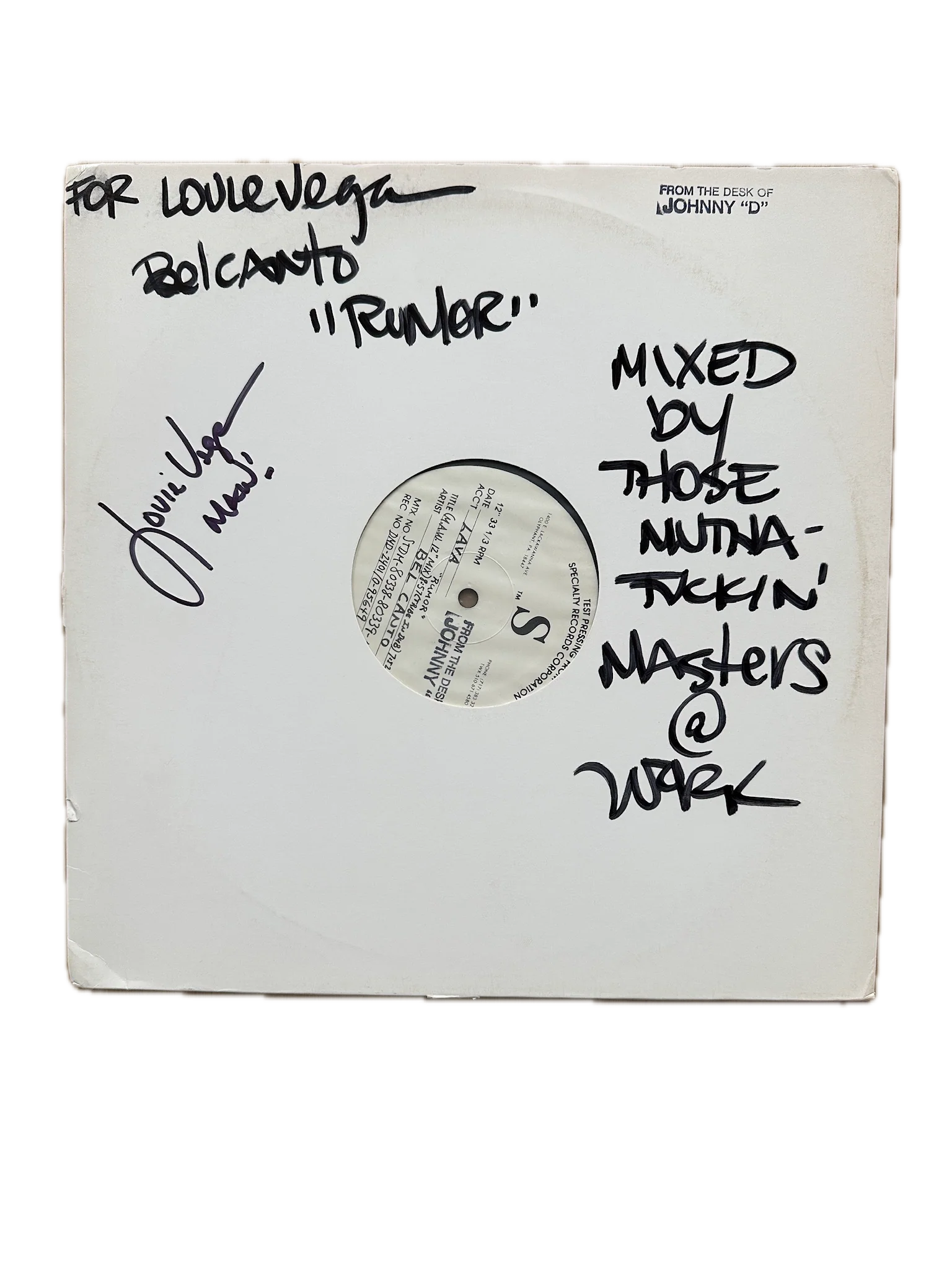 🎵  Bel Canto – Rumor (Abstract LV Remix, Test Pressing, Signed)