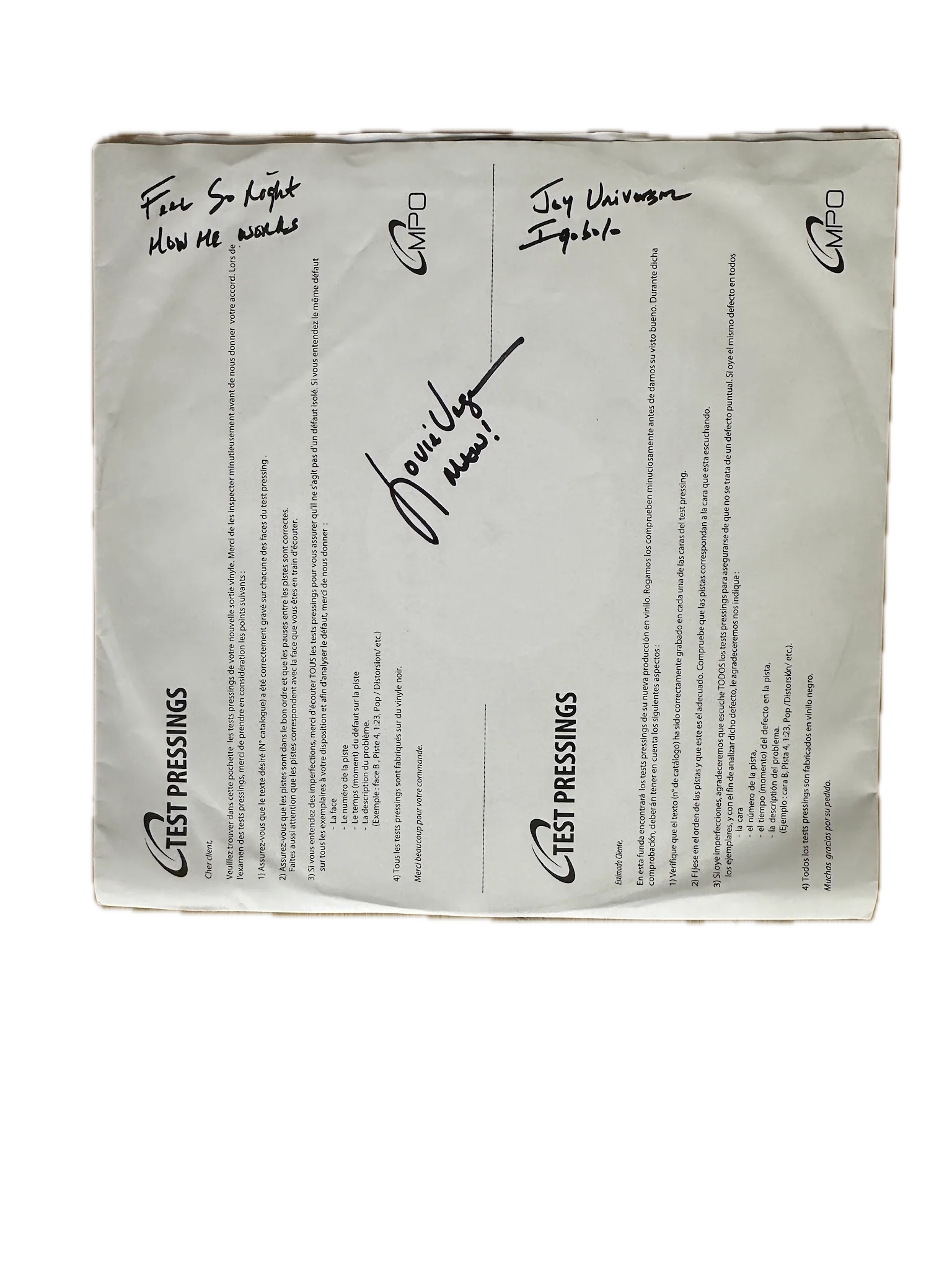 Joy Universal (Signed Test Pressing, Louie Vega)