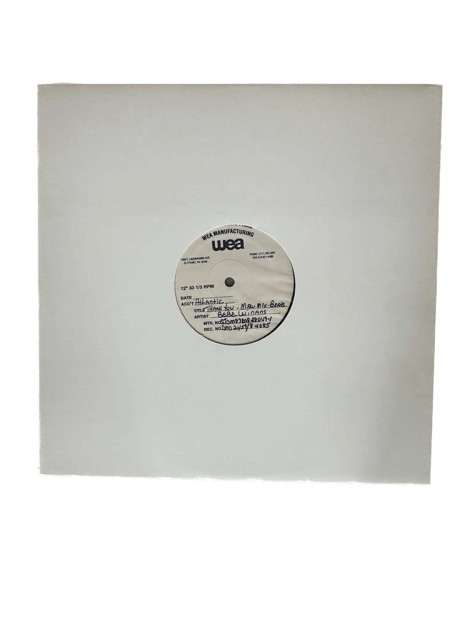 Masters at Work ft Bebe Winans – Thank You (Test Pressing)