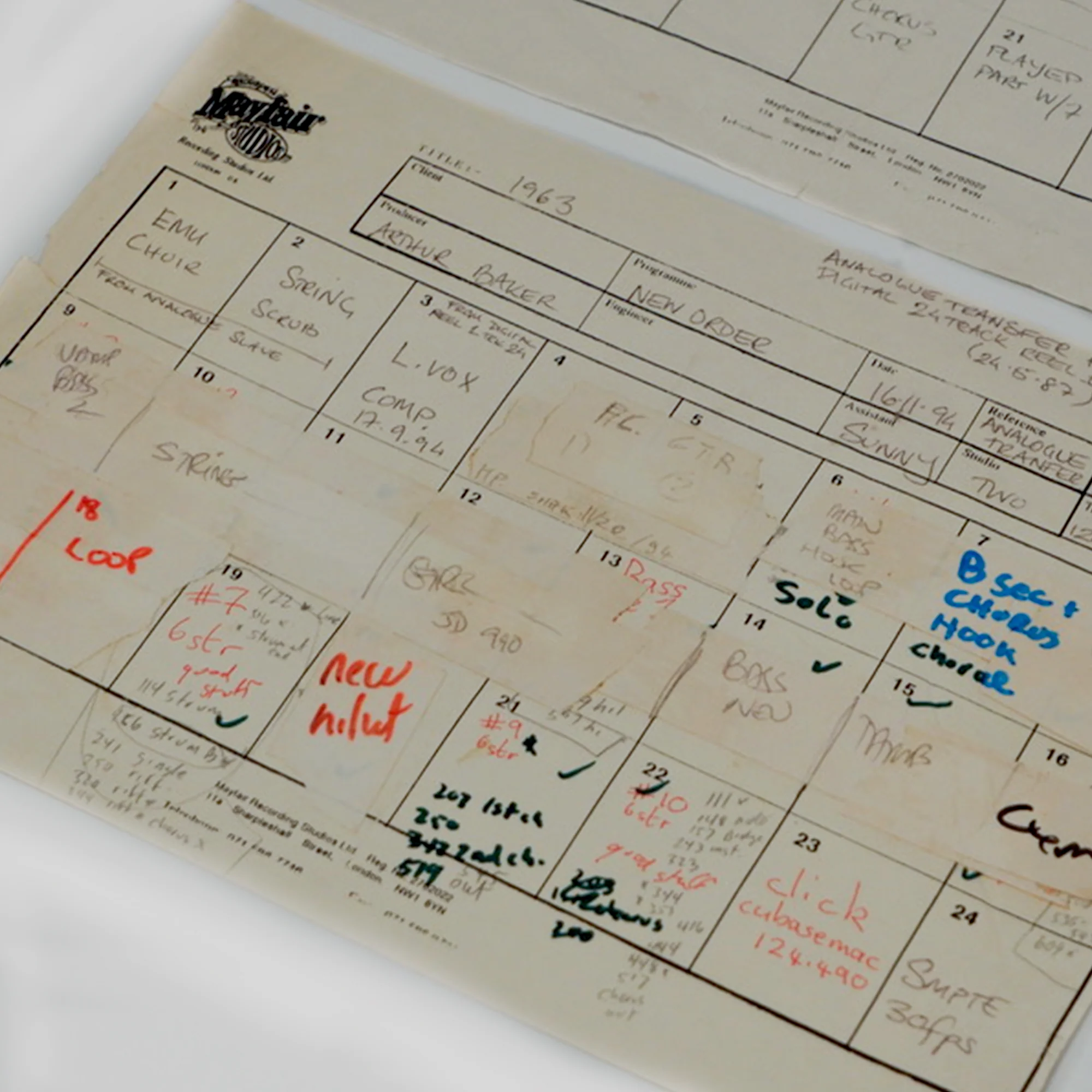 New Order – “1963” Original Studio Mixing Desk Plan - Image 5
