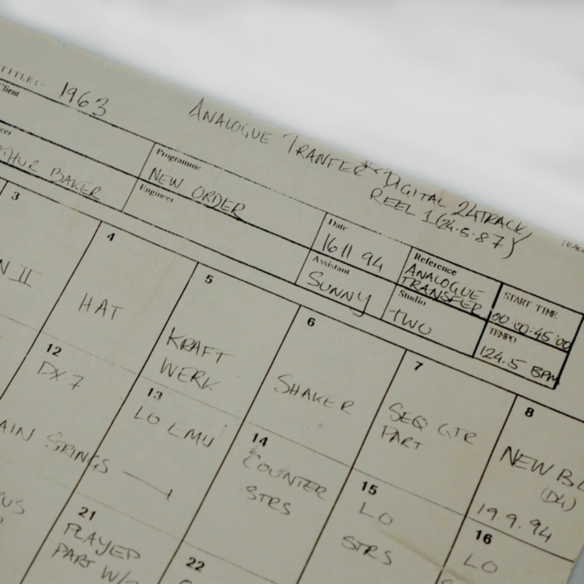 New Order – “1963” Original Studio Mixing Desk Plan - Image 6