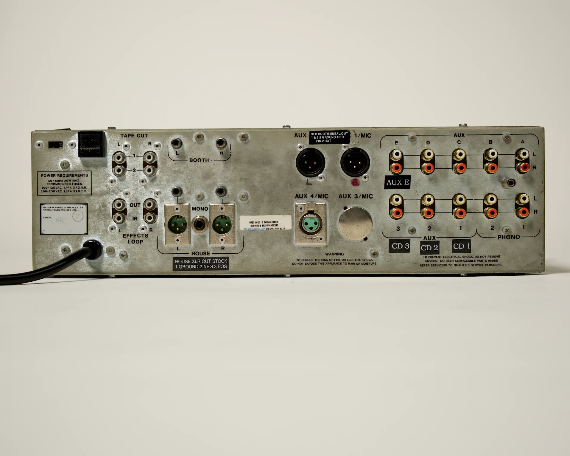 Lot 1: Personal Urei 1620 mixer with custom grey plate with my logo and custom black knobs - Image 3