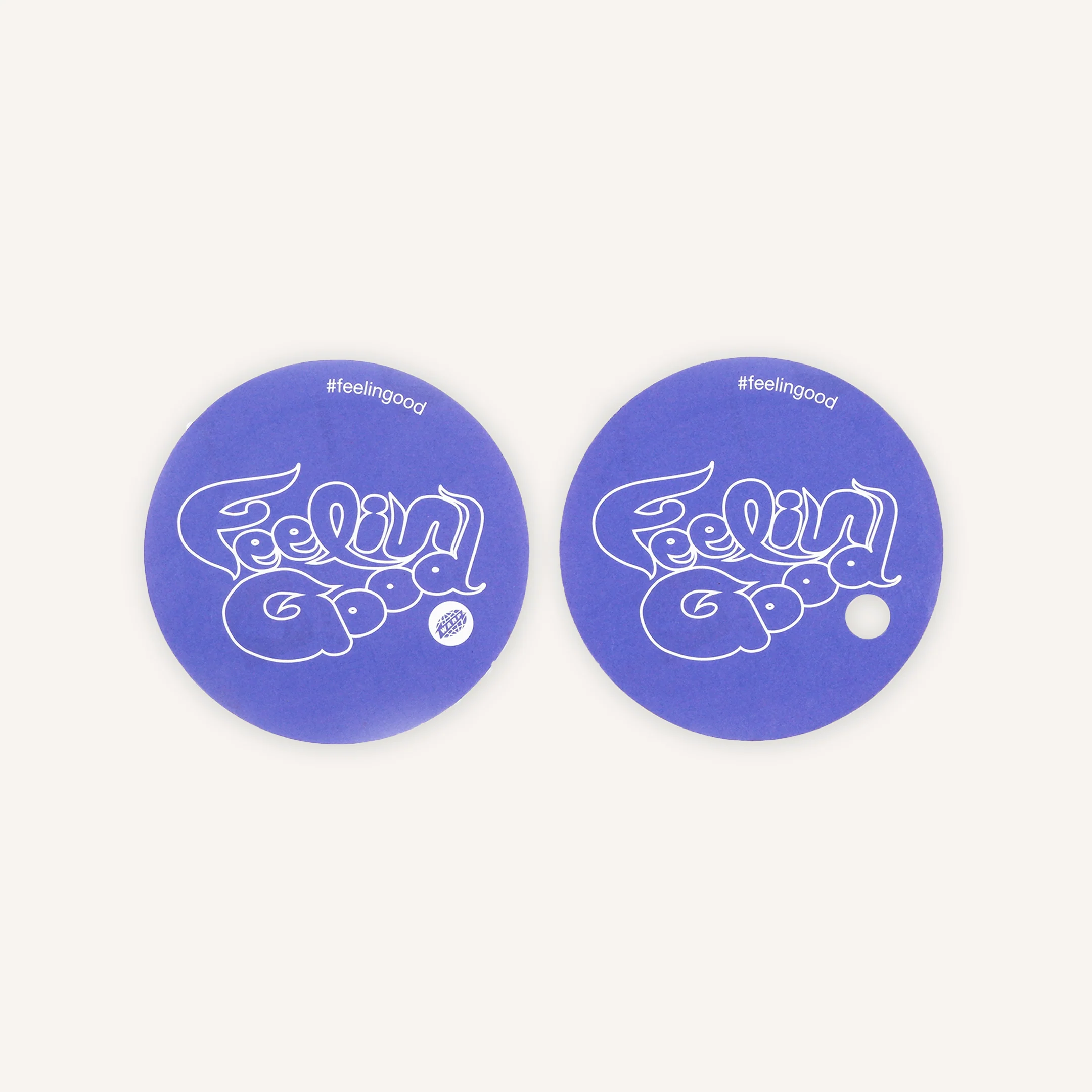 Warp Feeling Good Stickers Circle w/ Purple Feeling Good On The Back